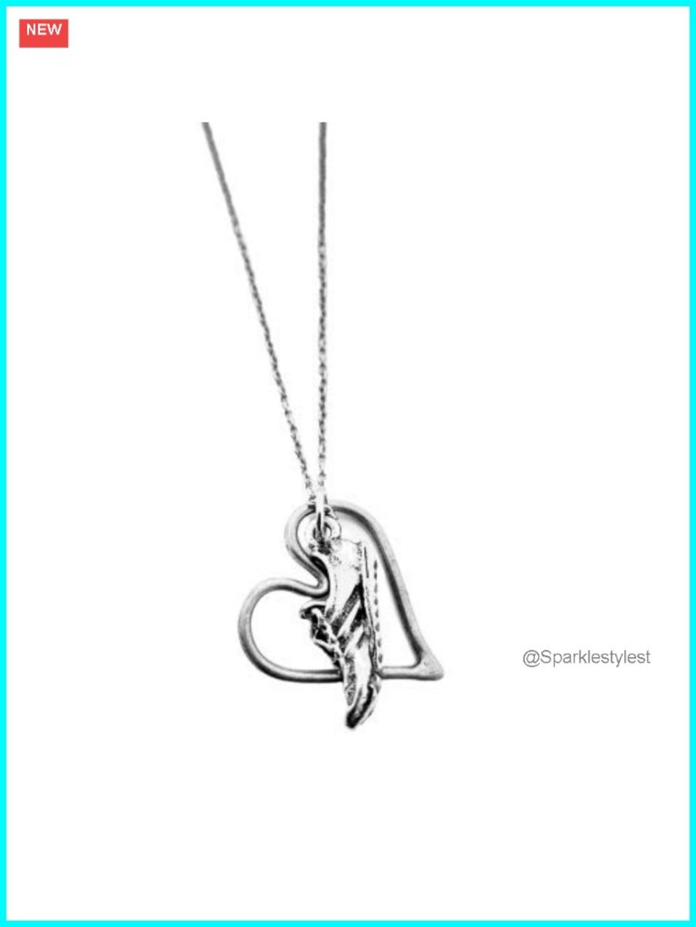 Pewter Running Shoe & Open Heart Pendant Necklace Stainless Steel Chain